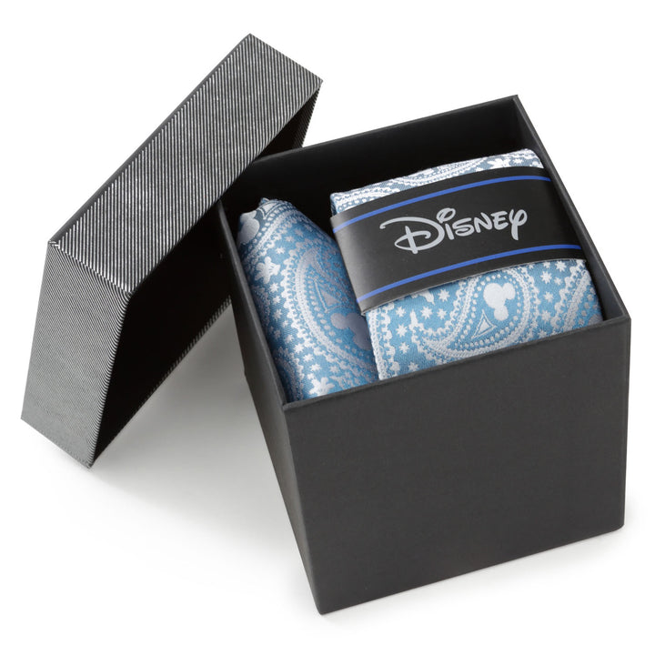 Mickey Mouse Teal Paisley Necktie and Pocket Square Gift Set Image 2