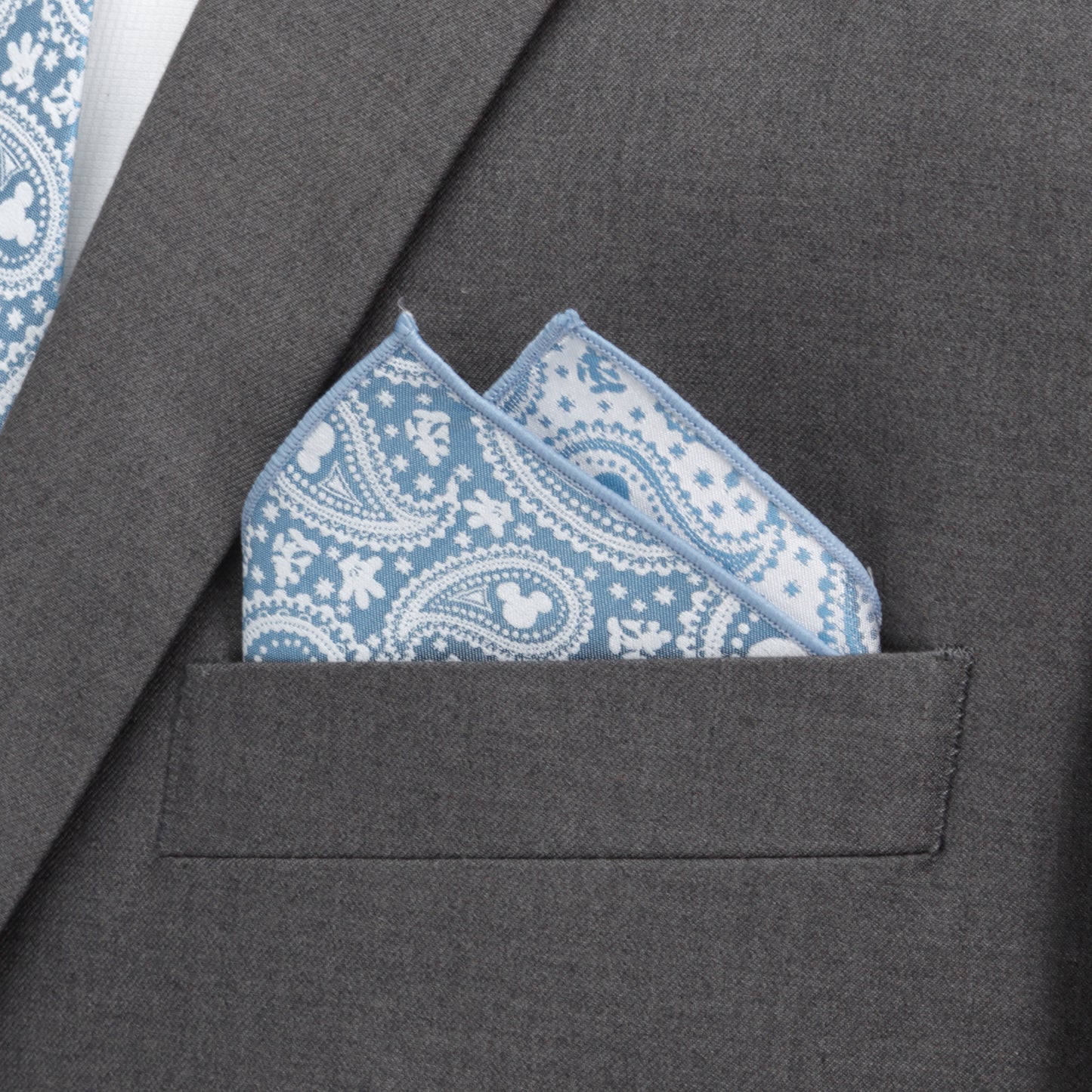 Mickey Mouse Teal Paisley Necktie and Pocket Square Gift Set Image 7