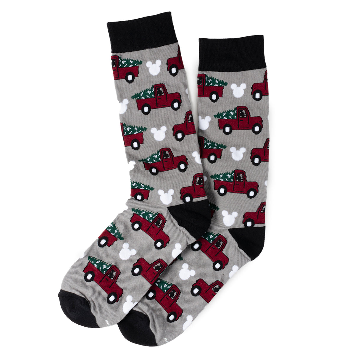 Mickey Silhouette Holiday Truck Gray Socks Image 2