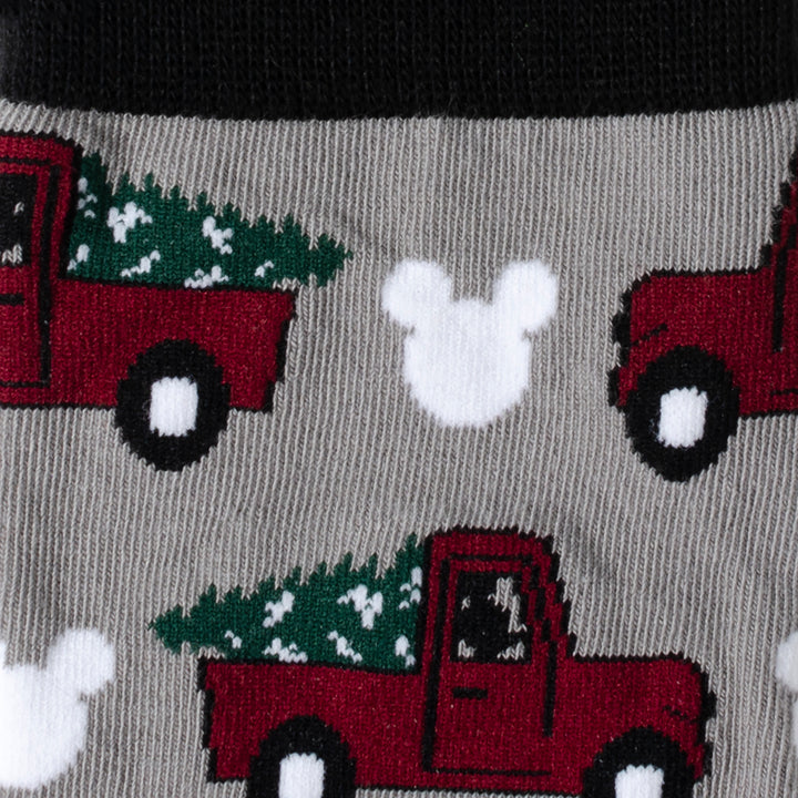 Mickey Silhouette Holiday Truck Gray Socks Image 3