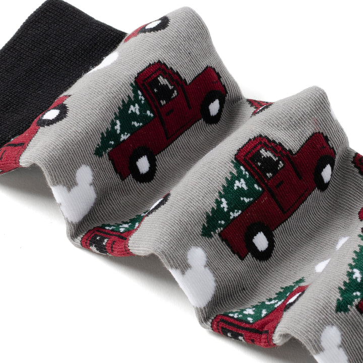 Mickey Silhouette Holiday Truck Gray Socks Image 4