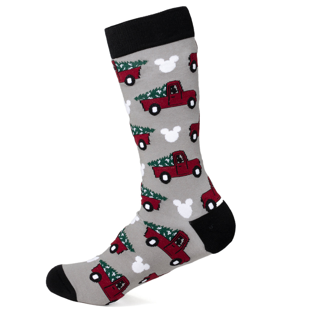 Mickey Silhouette Holiday Truck Gray Socks Image 1