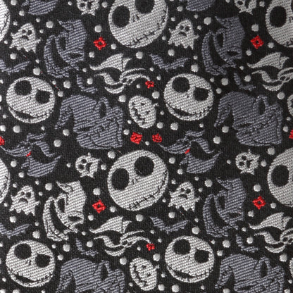 Nightmare Before Christmas Black Gray Pattern Men's Tie Image 4