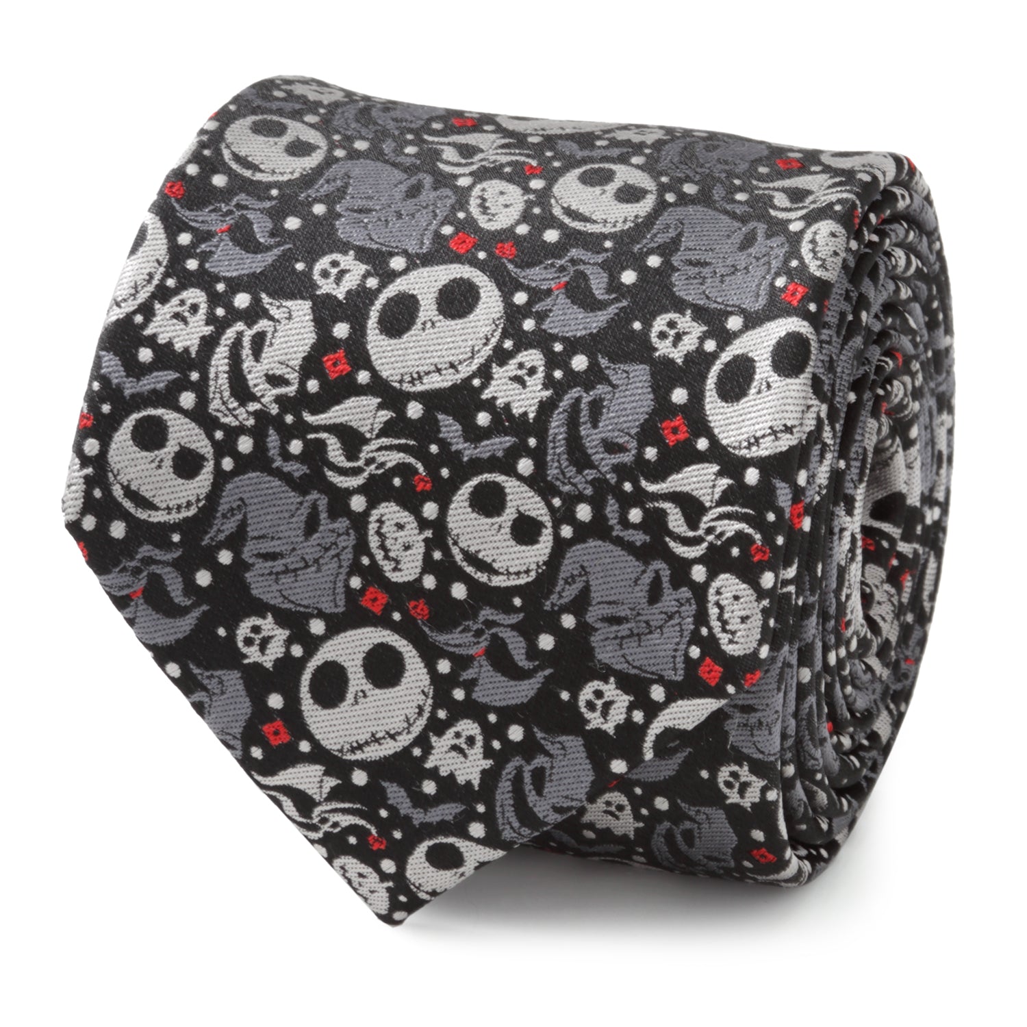 Nightmare Before Christmas Black Gray Pattern Men's Tie Image 1