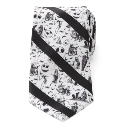 Nightmare Before Christmas Stripe Black Men's Tie Image 3