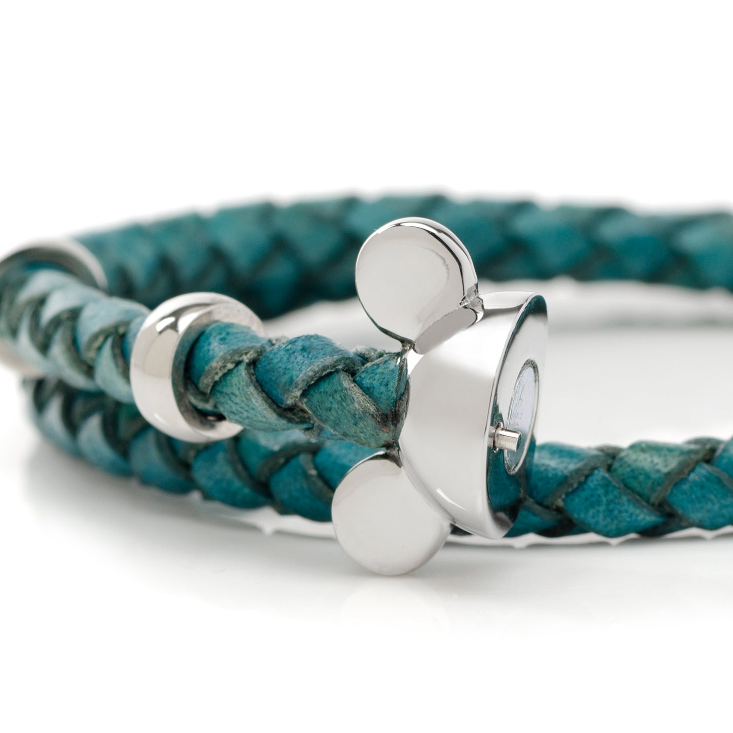 Mickey Silhouette Teal Double Wrapped Leather Bracelet Image 4