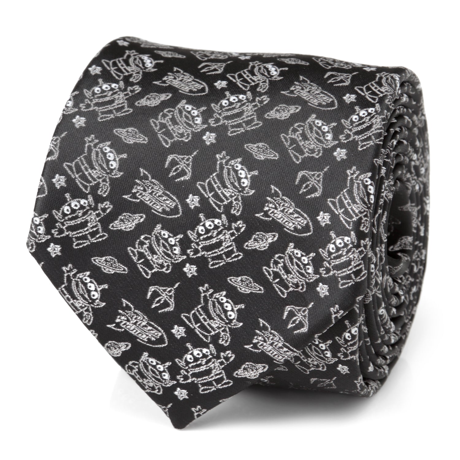 Toy Story Alien Print Black Men's Tie Image 1