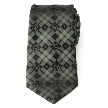 Winnie The Pooh Green Black Plaid Men's Tie Image 3