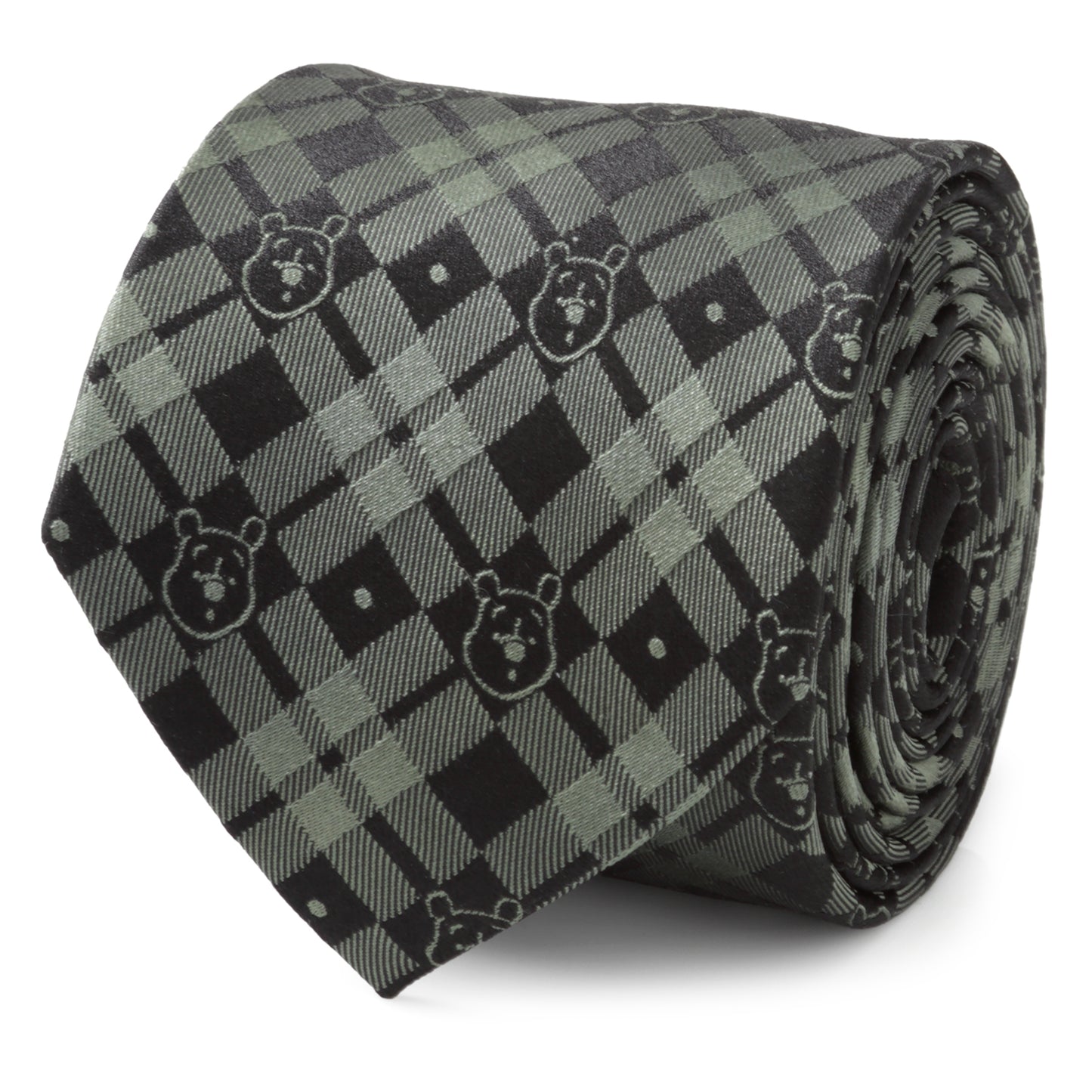 Winnie The Pooh Green Black Plaid Men's Tie Image 1