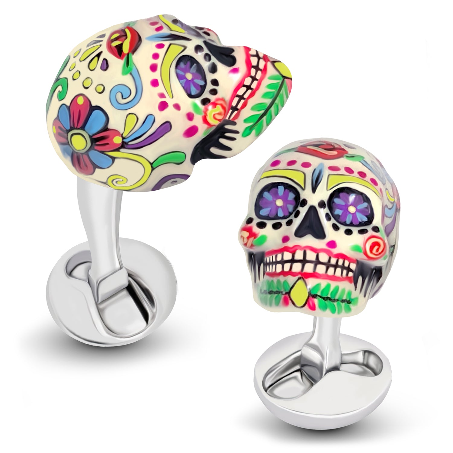 "Sweet Yorick" Sugar Skull Cufflinks Image 2