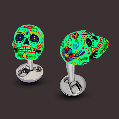 "Sweet Yorick" Sugar Skull Cufflinks Image 5