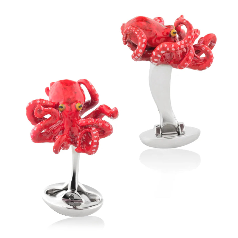 "Sixteen Legs" (Red) Octopus Cufflinks Image 3