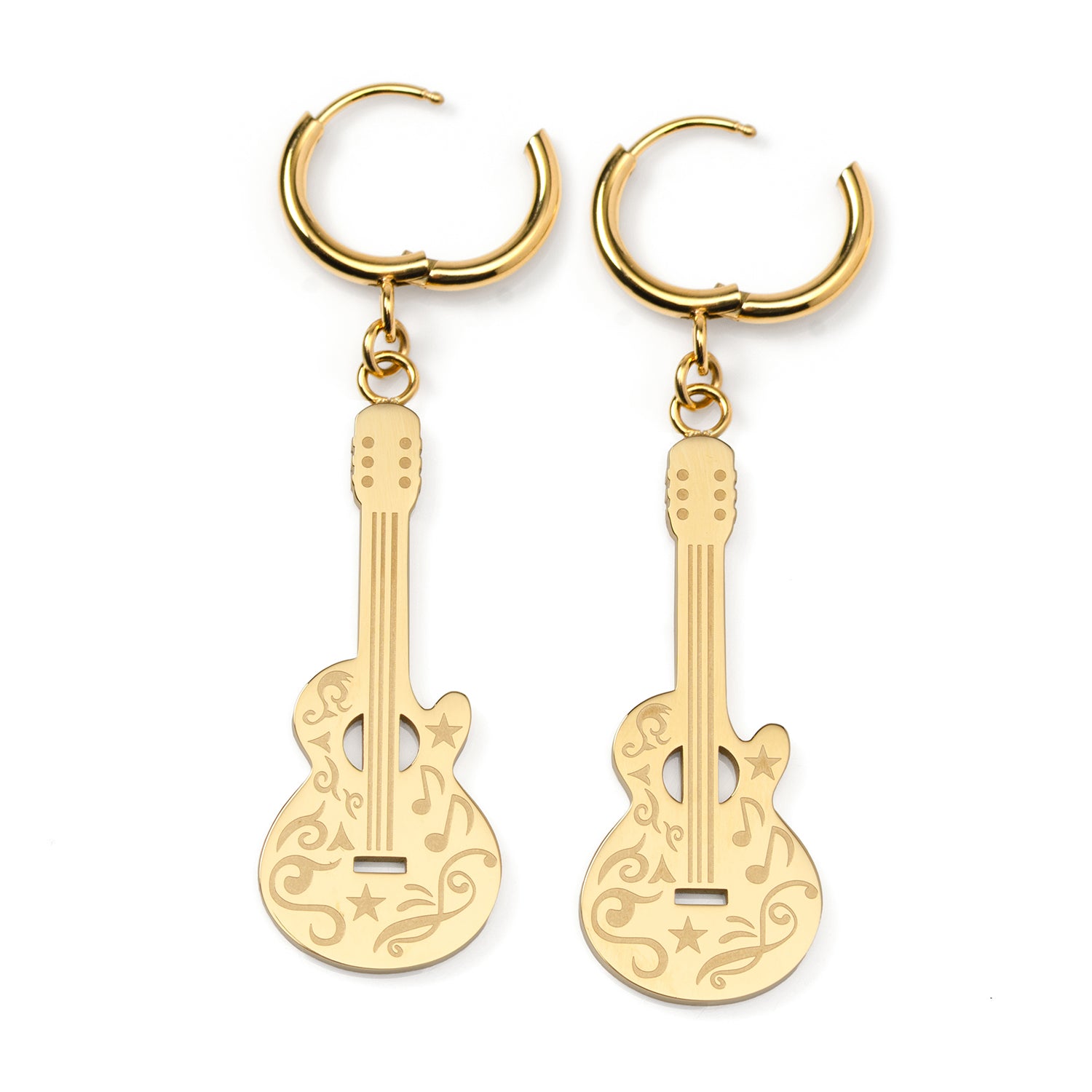 Grand Ole Opry 18K Gold Plated Stainless Steel Guitar Earrings Image 2