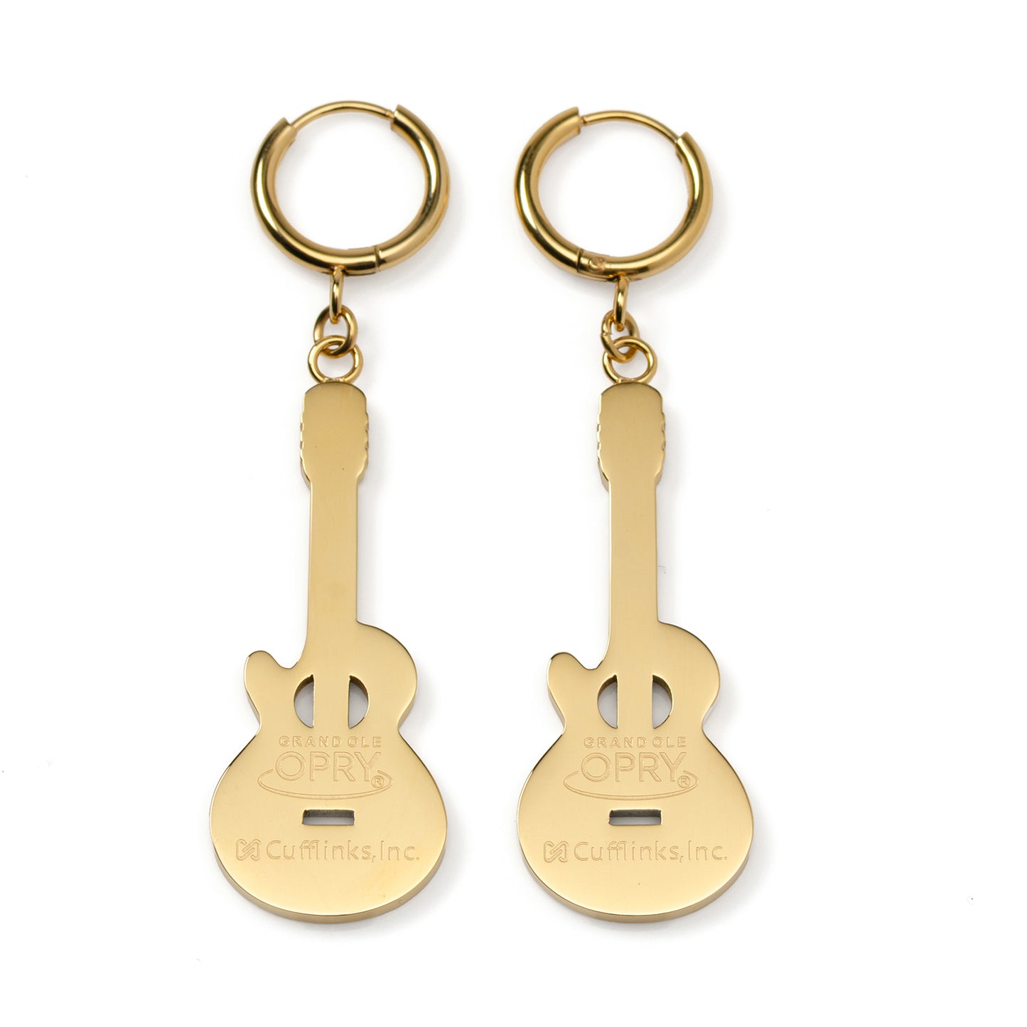 Grand Ole Opry 18K Gold Plated Stainless Steel Guitar Earrings Image 3