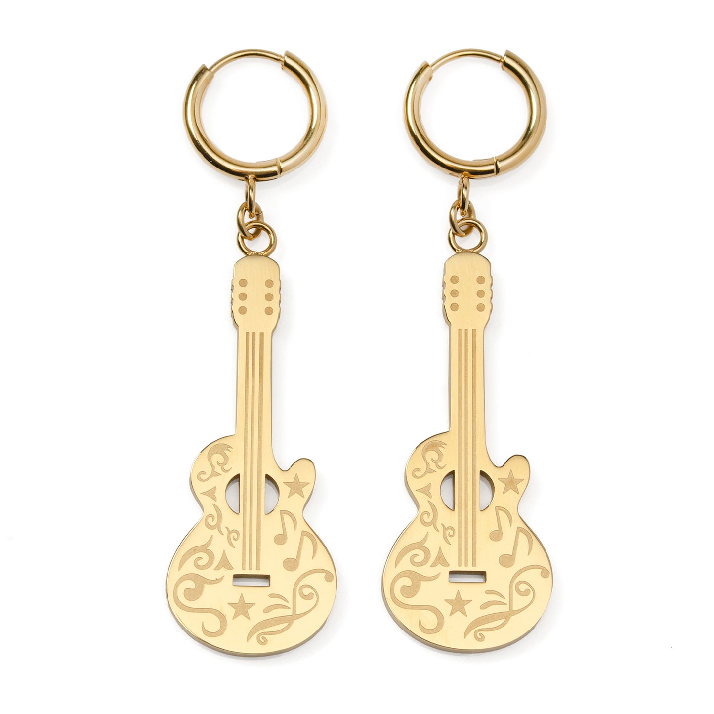 Grand Ole Opry 18K Gold Plated Stainless Steel Guitar Earrings Image 1