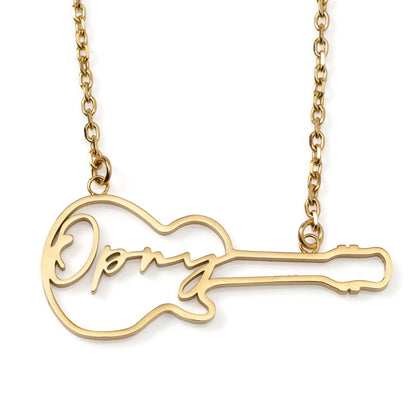 Grand Ole Opry 18K Gold Plated Stainless Steel Guitar Necklace Image 1