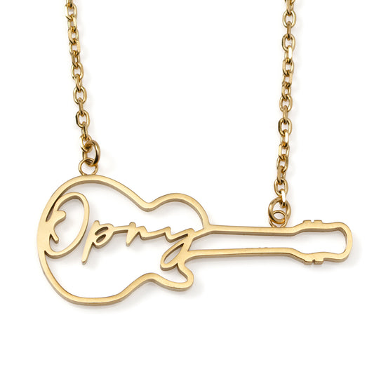 Grand Ole Opry 18K Gold Plated Stainless Steel Guitar Necklace Image 1