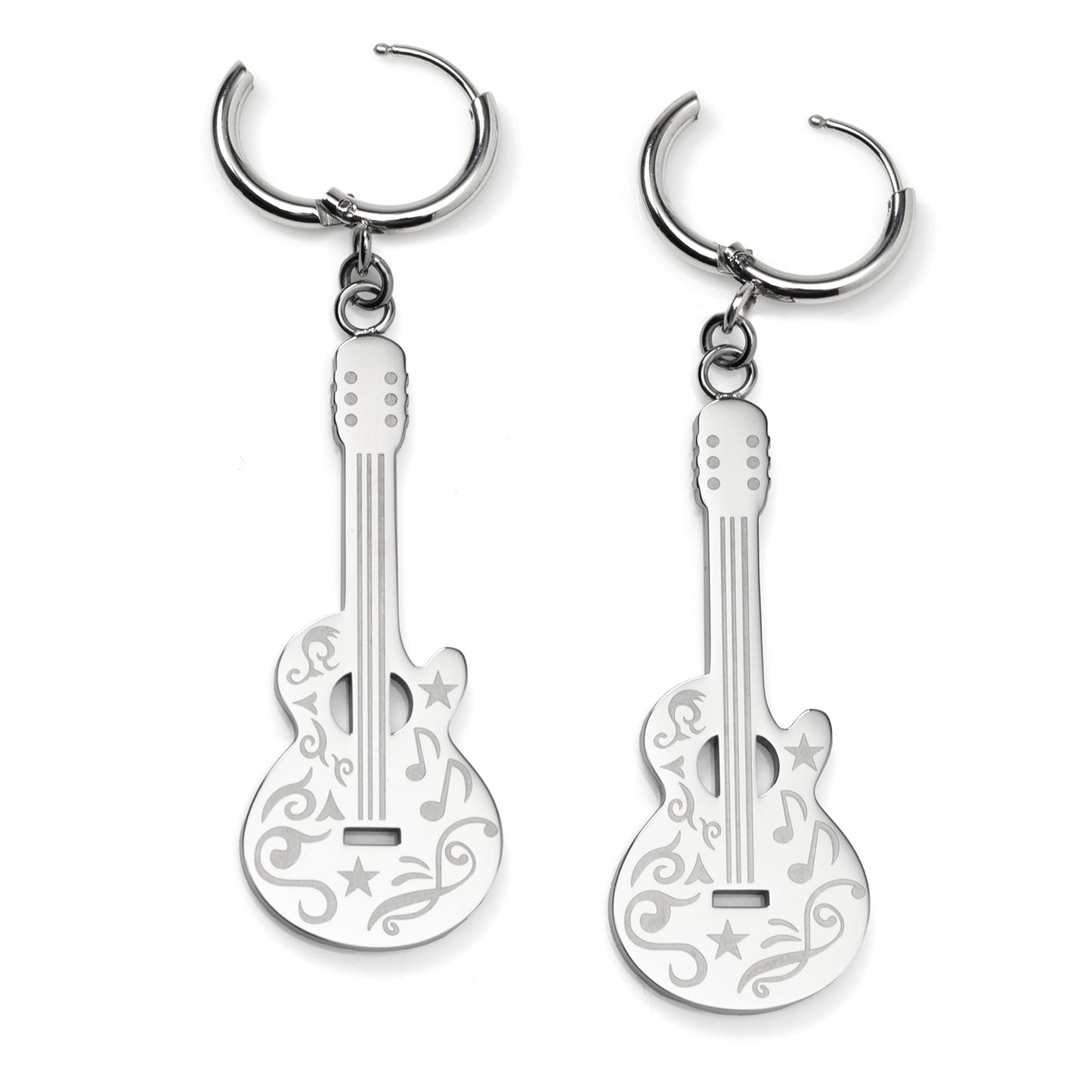 Grand Ole Opry Stainless Steel Silver Guitar Earrings Image 2