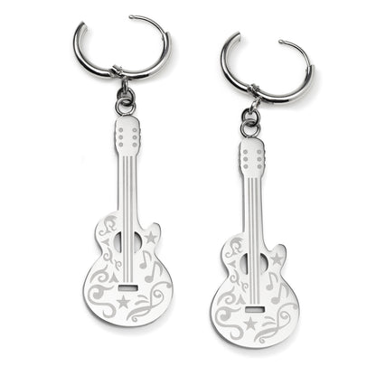 Grand Ole Opry Stainless Steel Silver Guitar Earrings Image 2