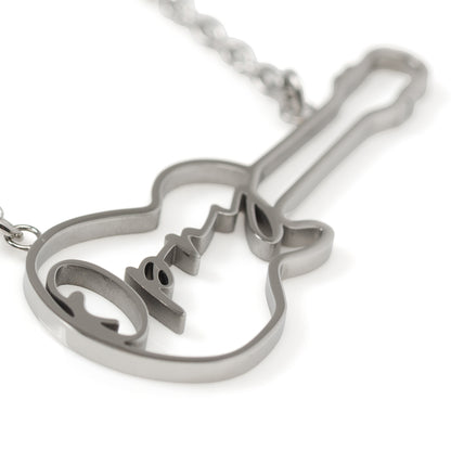 Grand Ole Opry Stainless Steel Silver Guitar Necklace Image 3