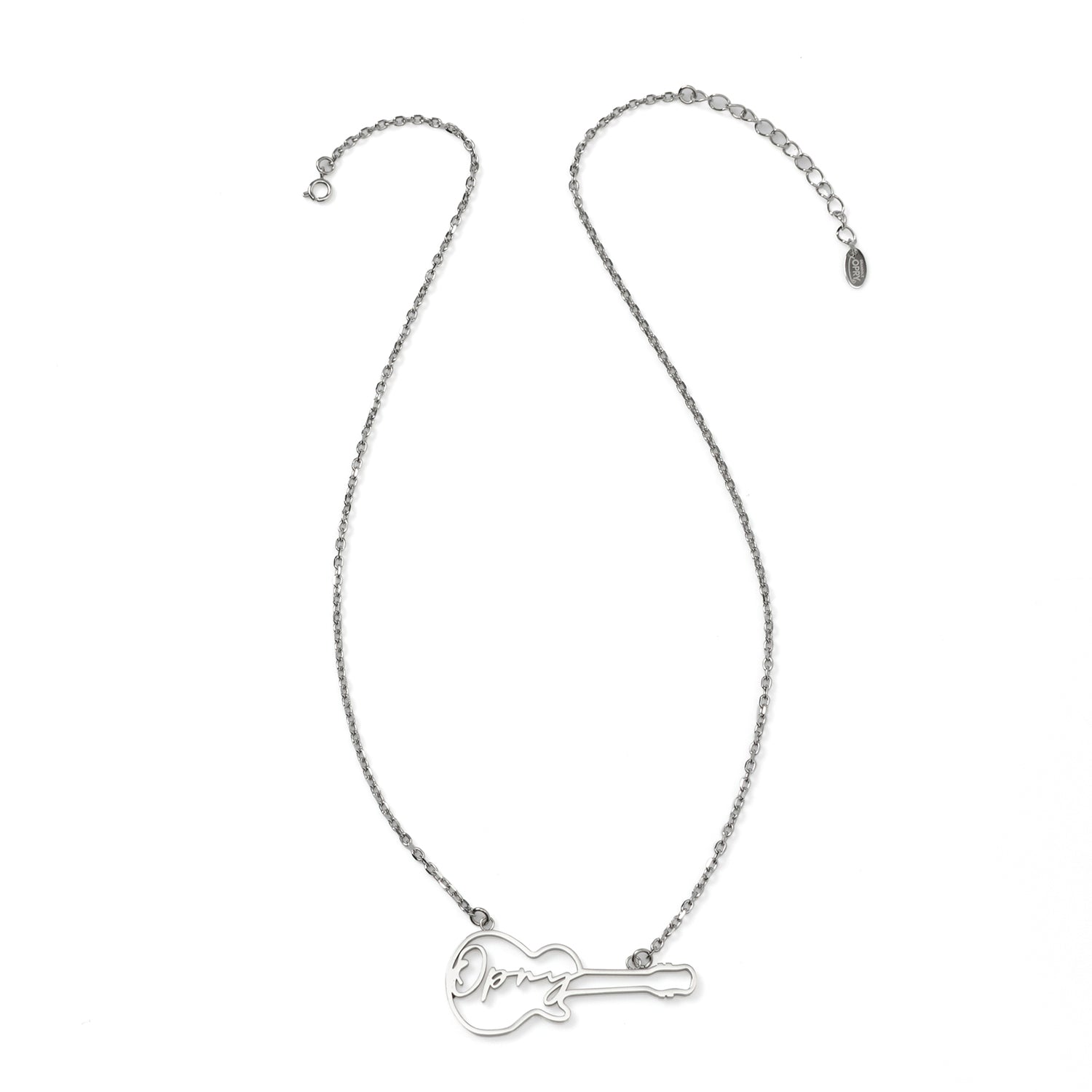 Grand Ole Opry Stainless Steel Silver Guitar Necklace Image 4