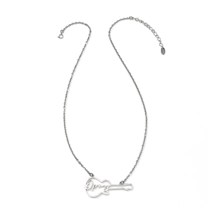 Grand Ole Opry Stainless Steel Silver Guitar Necklace Image 4