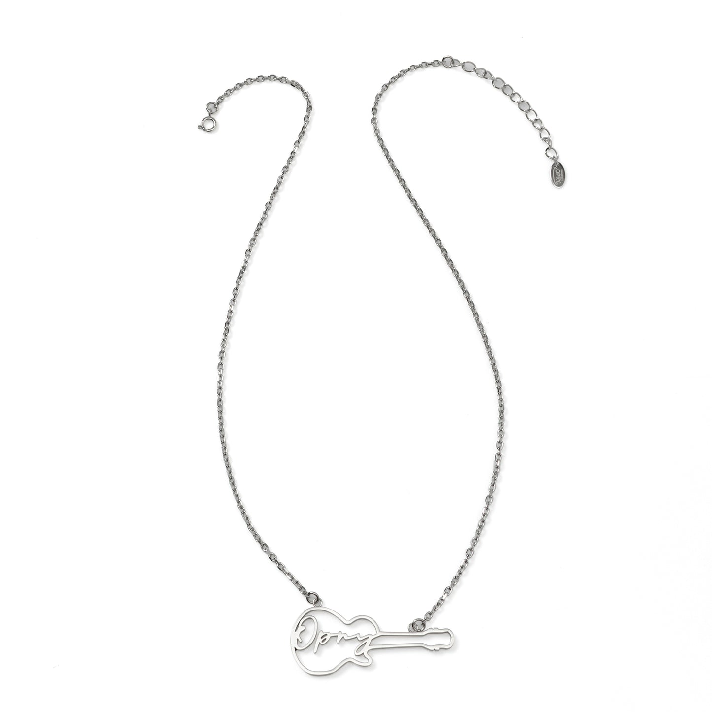 Grand Ole Opry Stainless Steel Silver Guitar Necklace Image 4