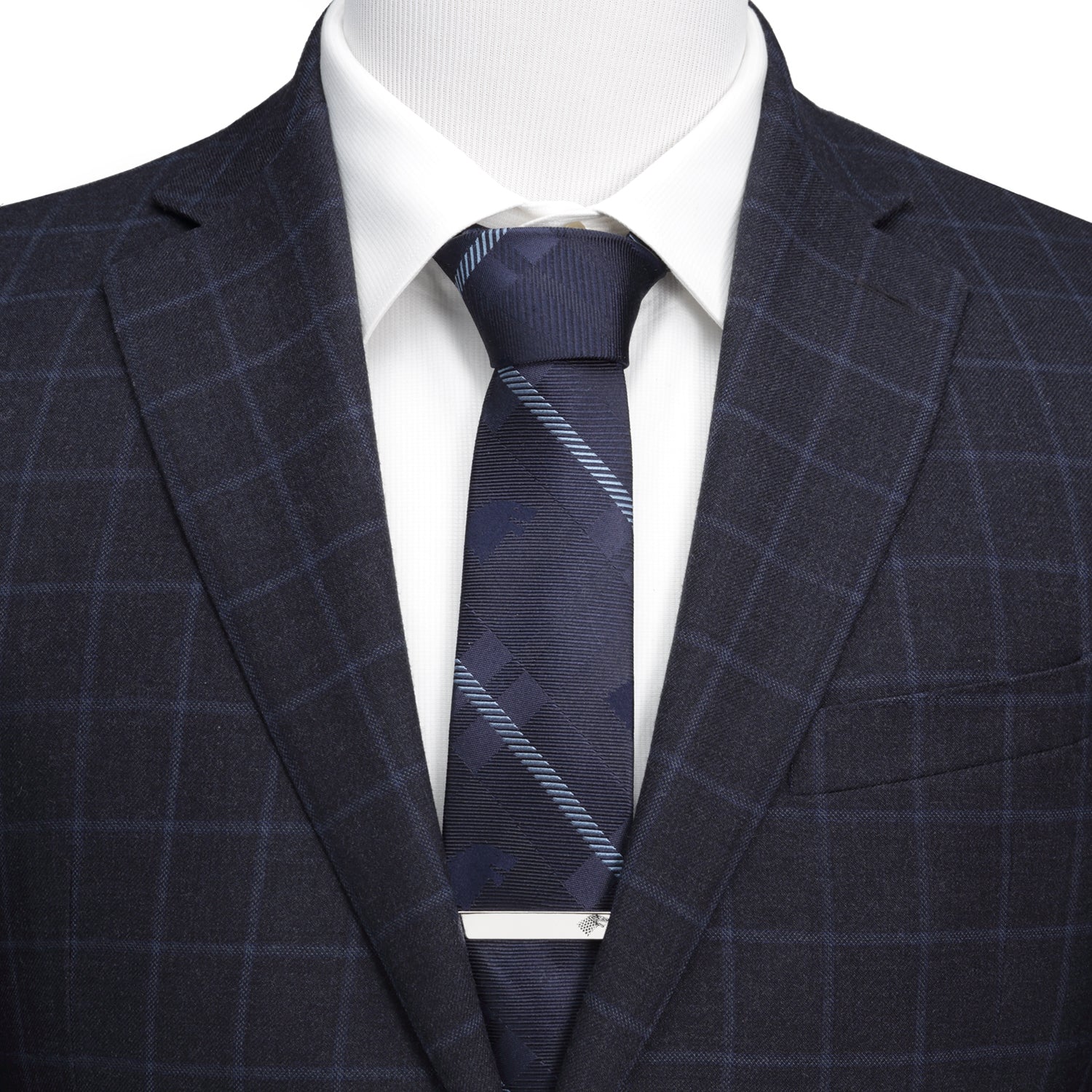 Stark Direwolf Blue Plaid Silk Men's Tie Image 2