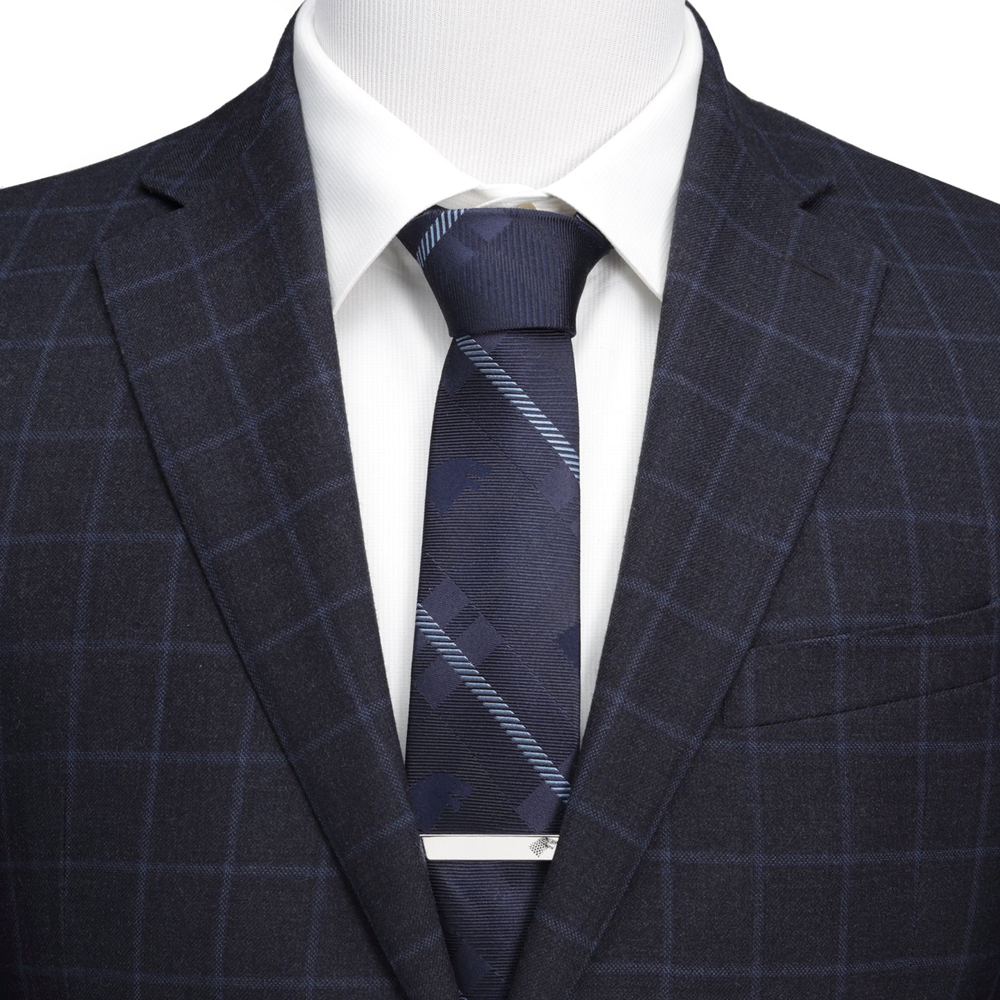 Stark Direwolf Blue Plaid Silk Men's Tie Image 2