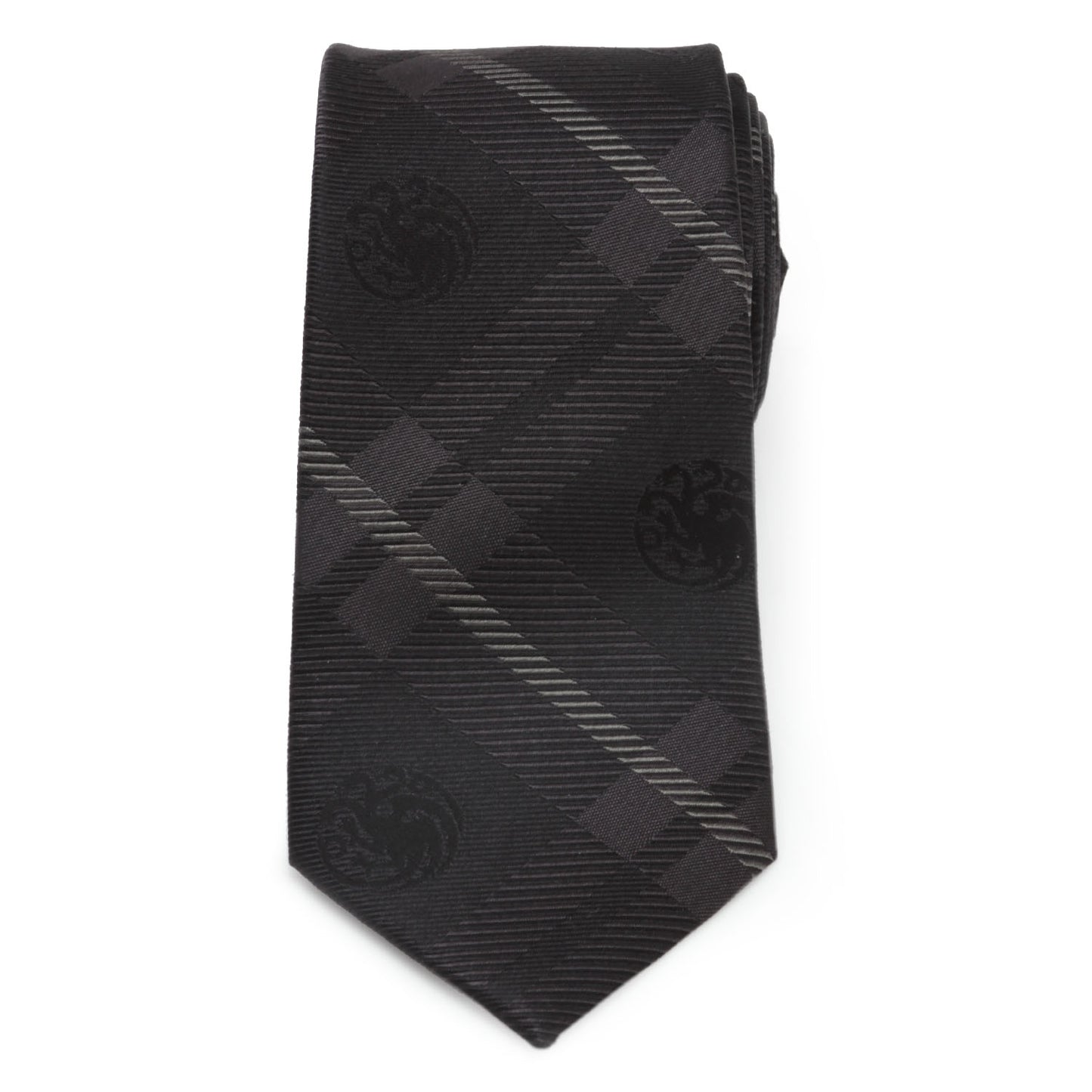 Targaryen Dragon Black Plaid Silk Men's Tie Image 3