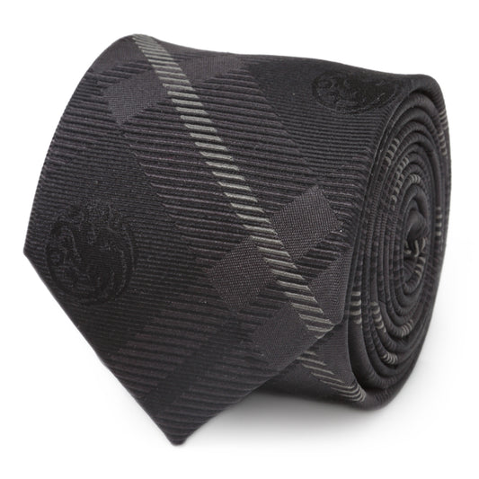 Targaryen Dragon Black Plaid Silk Men's Tie Image 1