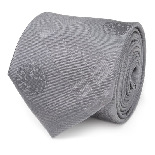 Targaryen Dragon Gray Plaid Silk Men's Tie Image 1