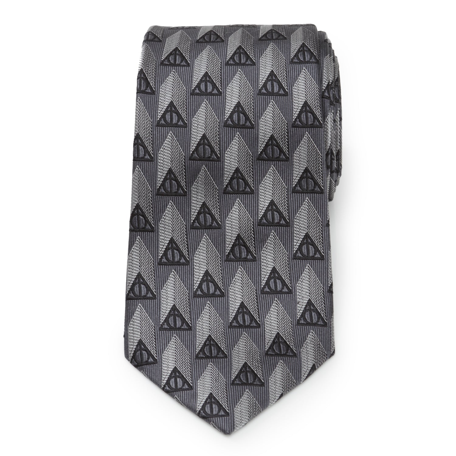 Deathly Hallows Pattern Gray Silk Men's Tie Image 3