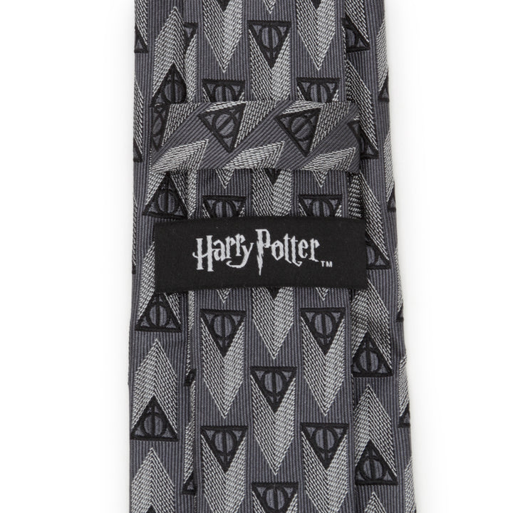 Deathly Hallows Pattern Gray Silk Men's Tie Image 5