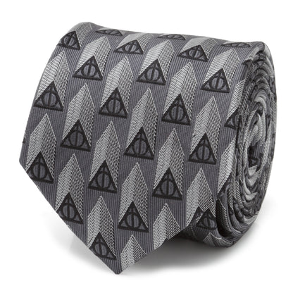 Deathly Hallows Pattern Gray Silk Men's Tie Image 1