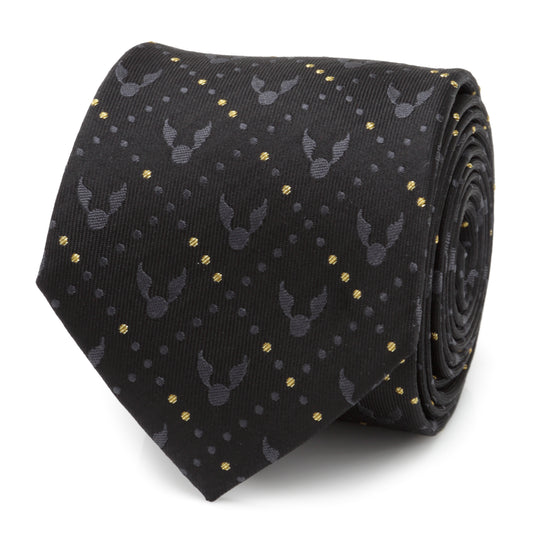 Golden Snitch Black Silk Men's Tie Image 1