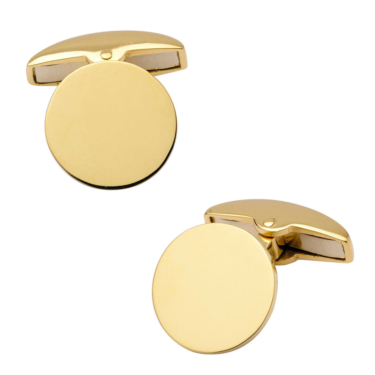 18K Gold Plain Round Cufflinks Image 1