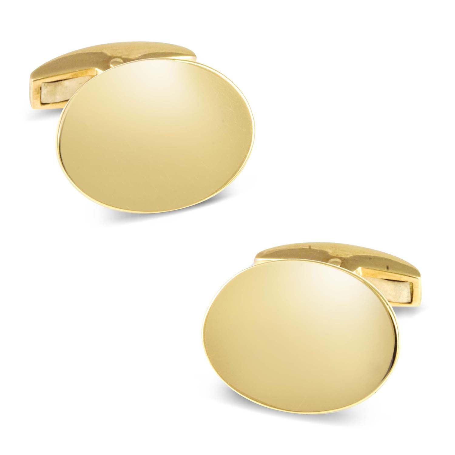 18K Gold Plain Oval Cufflinks Image 1