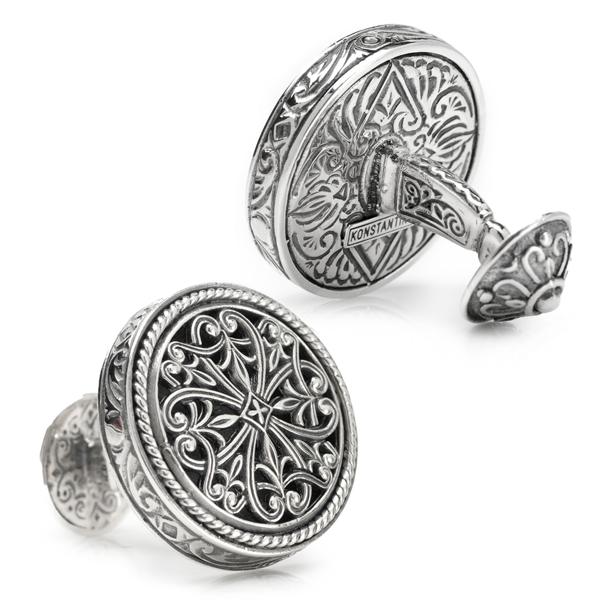 Konstantino Sterling Round Lattice Cufflinks Image 2