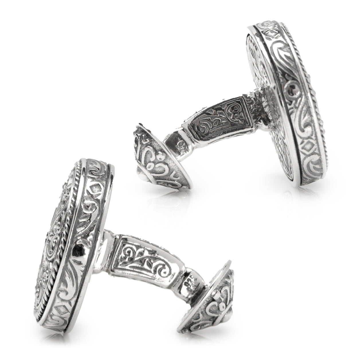 Konstantino Sterling Round Lattice Cufflinks Image 3