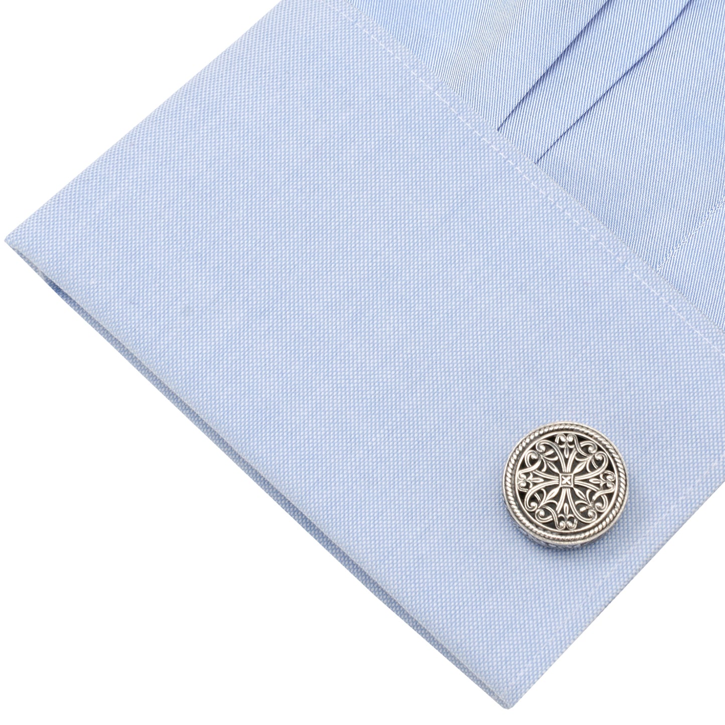 Konstantino Sterling Round Lattice Cufflinks Image 4