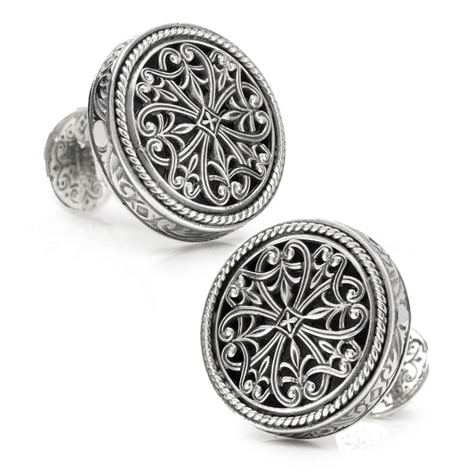 Konstantino Sterling Round Lattice Cufflinks Image 1