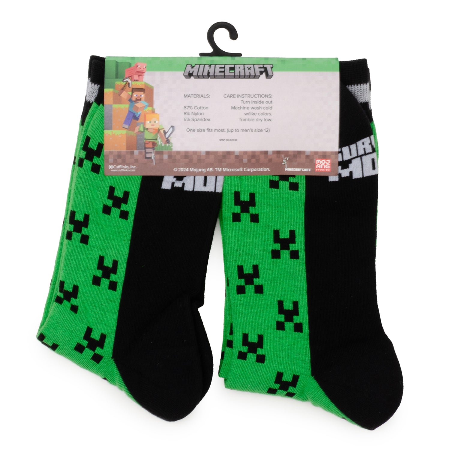 Minecraft Creeper Green Father/Son Sock Set Image 2