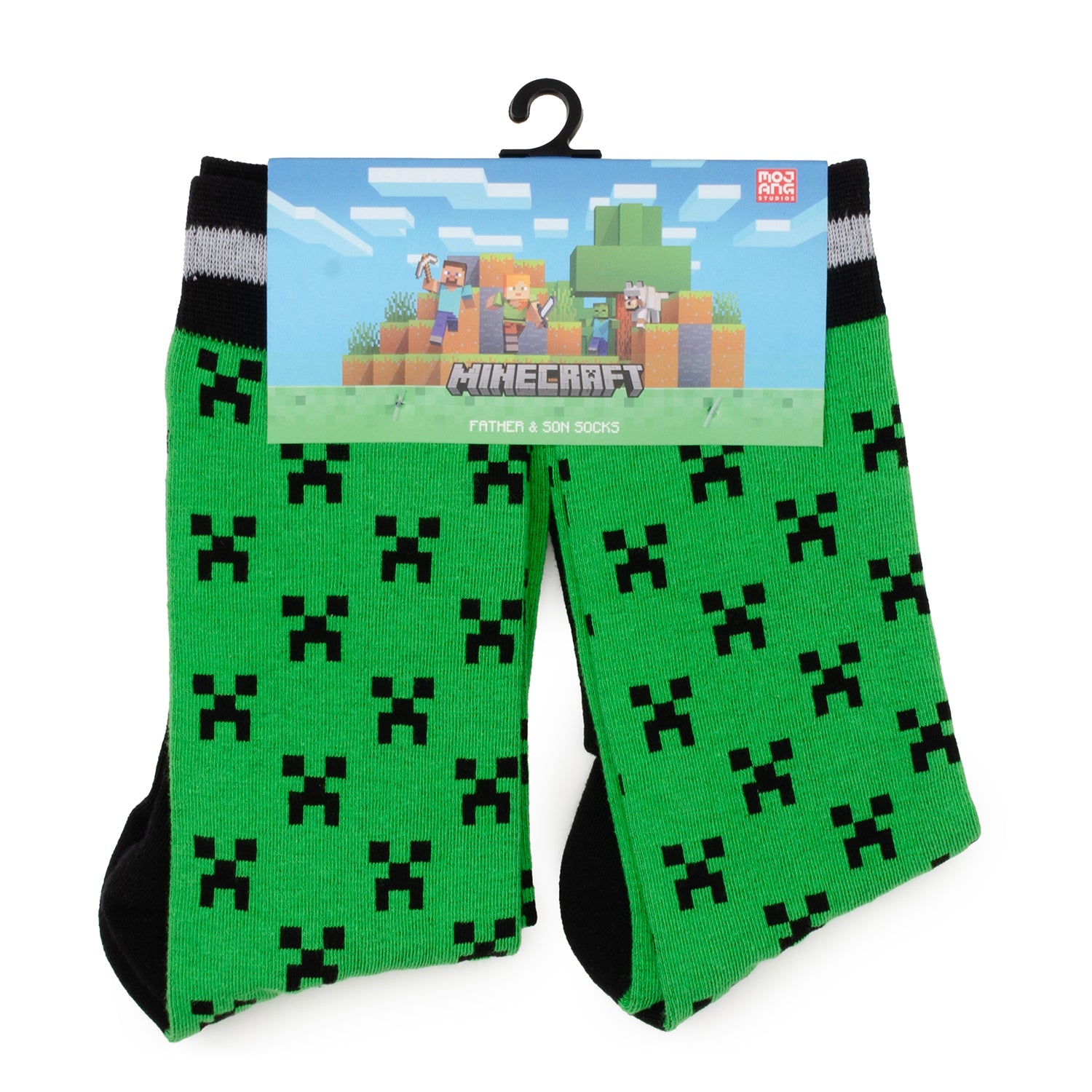 Minecraft Creeper Green Father/Son Sock Set Image 1