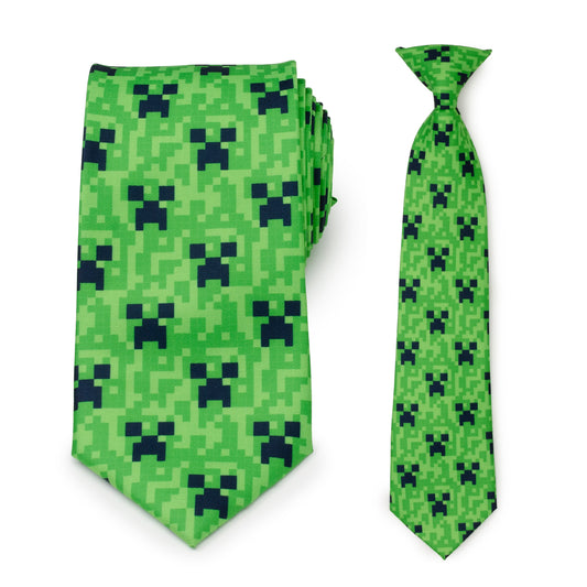 Minecraft Creeper Green Father/Son Tie Set Image 1