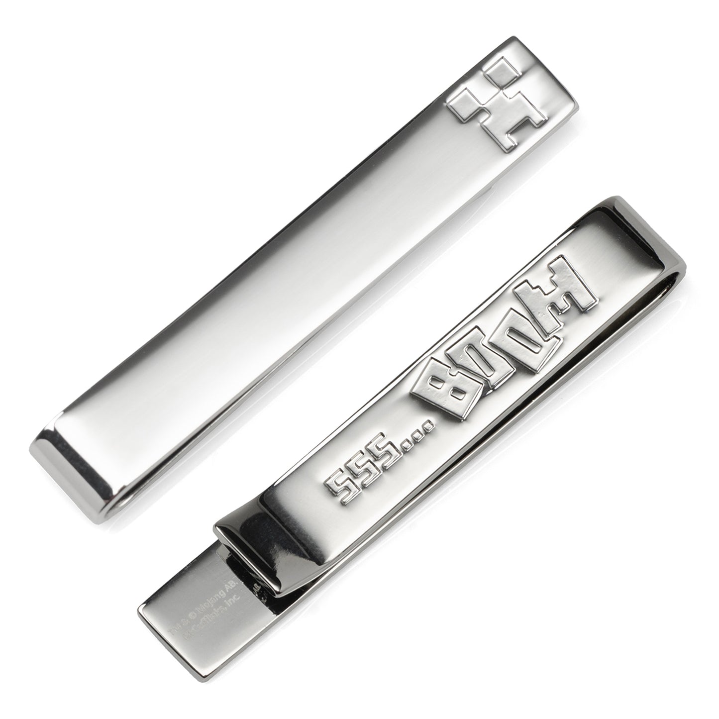 Minecraft Creeper Hidden Message Silver Tie Bar Image 1