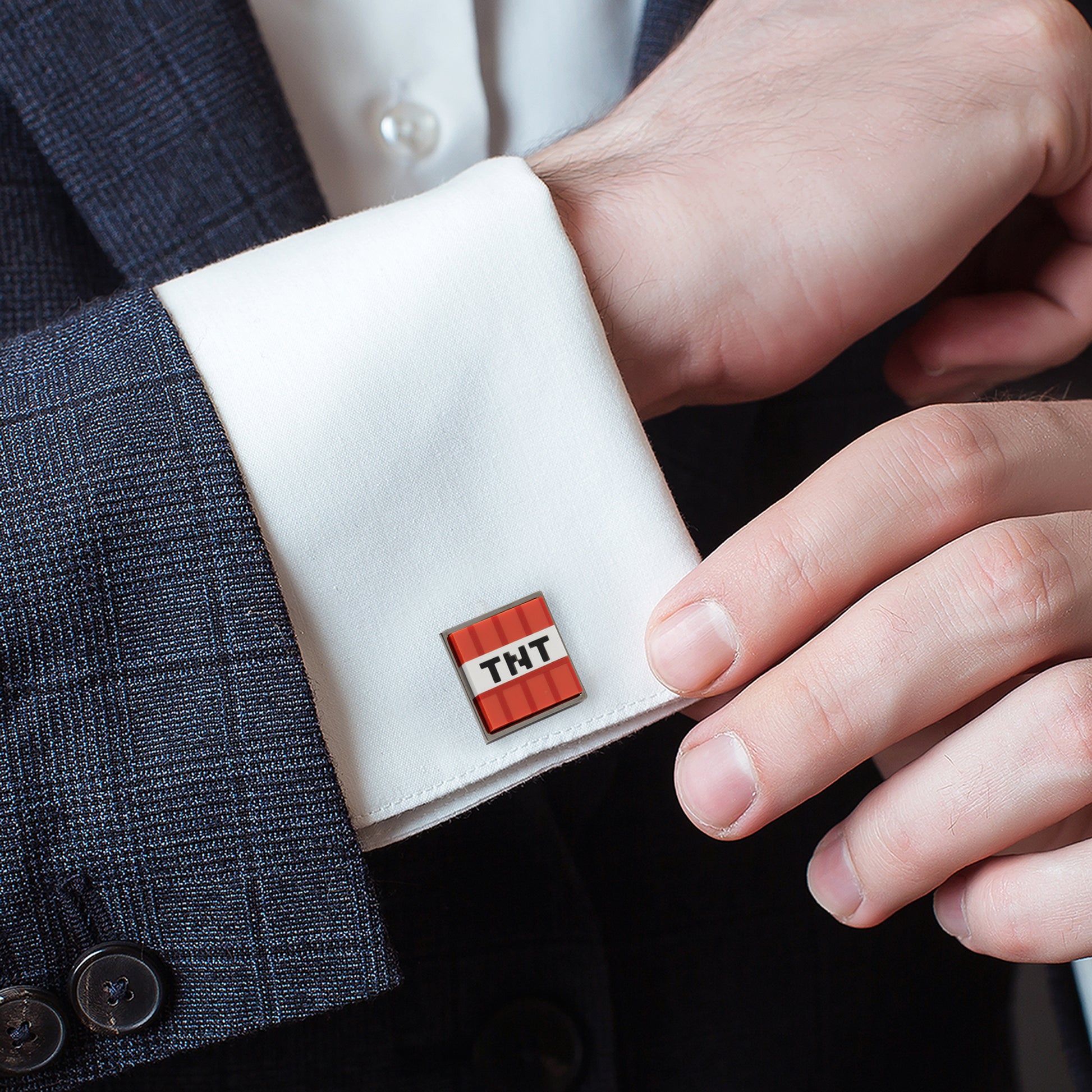 Minecraft Creeper and TNT Gunmetal Cufflinks Image 3