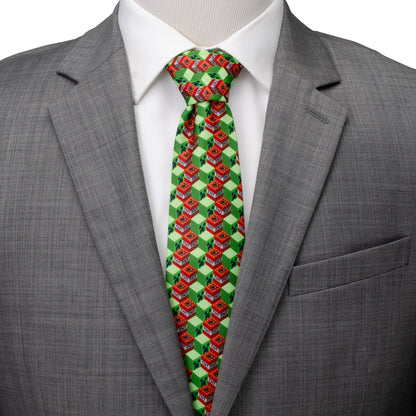 Minecraft Creeper TNT Isometric Green Men's Tie Image 2