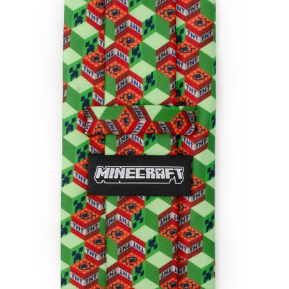 Minecraft Creeper TNT Isometric Green Men's Tie Image 5