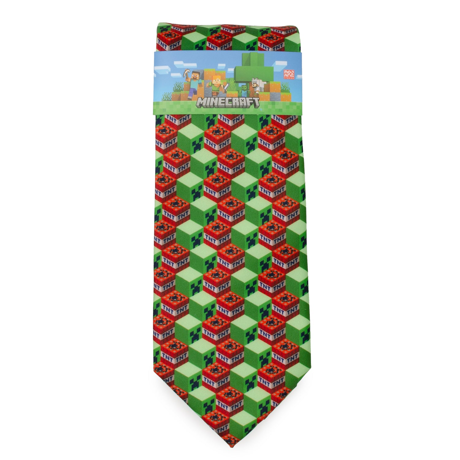 Minecraft Creeper TNT Isometric Green Men's Tie Image 6